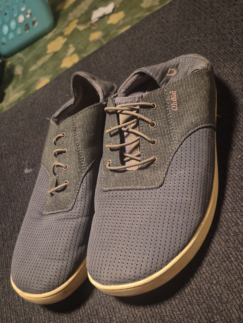 OluKai Gray and Tan Men's Casual Lace-Up Sneakers